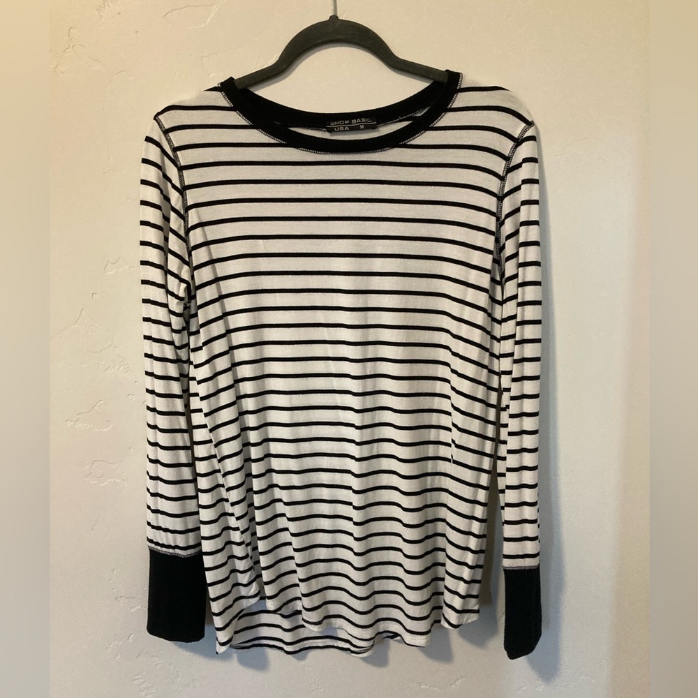 Black and White striped long sleeve top